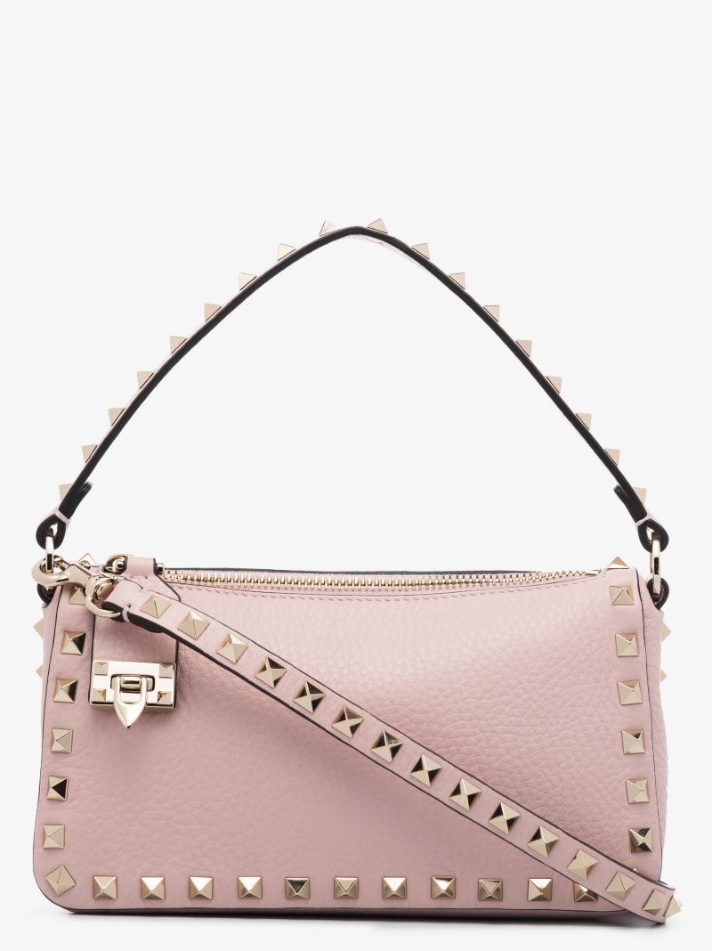 Pink Rockstud Small Leather Shoulder Bag