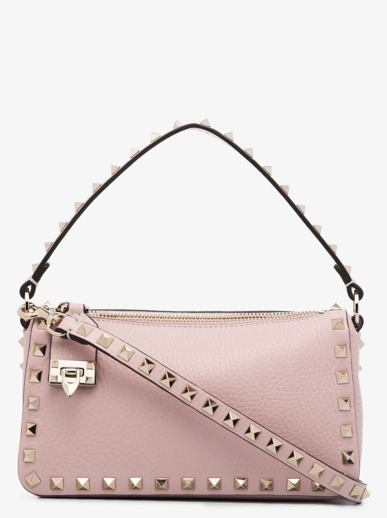 Pink Rockstud Small Leather Shoulder Bag