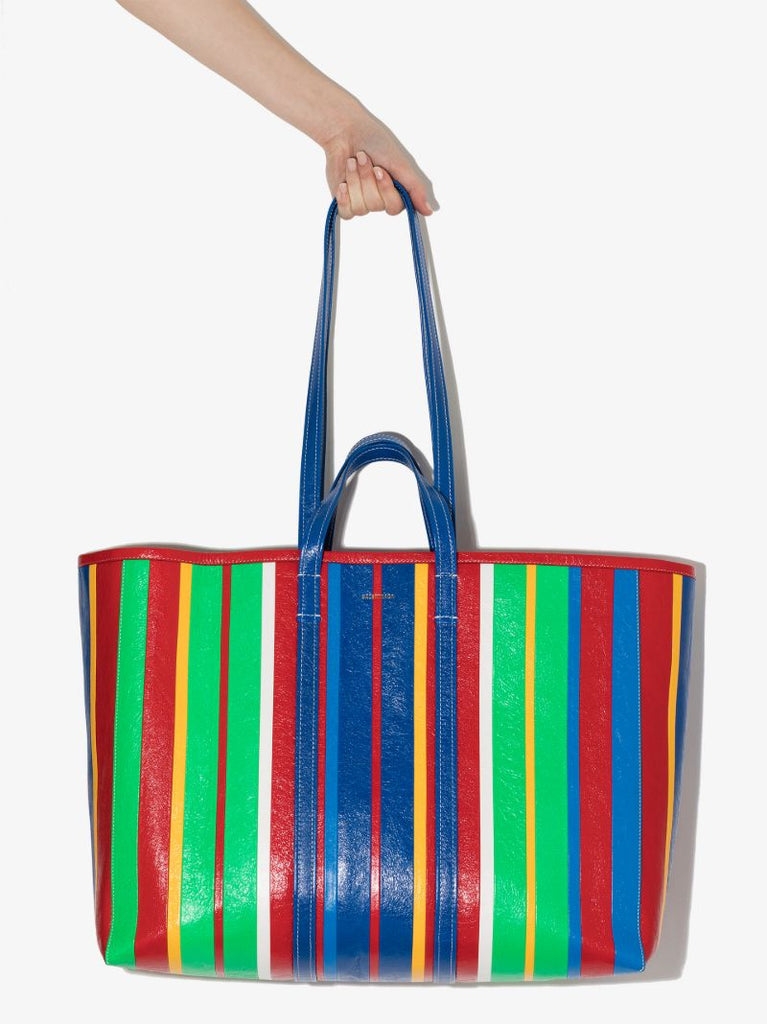 Multicoloured BarbÃ_x0083_Â¨s Striped Leather Tote Bag
