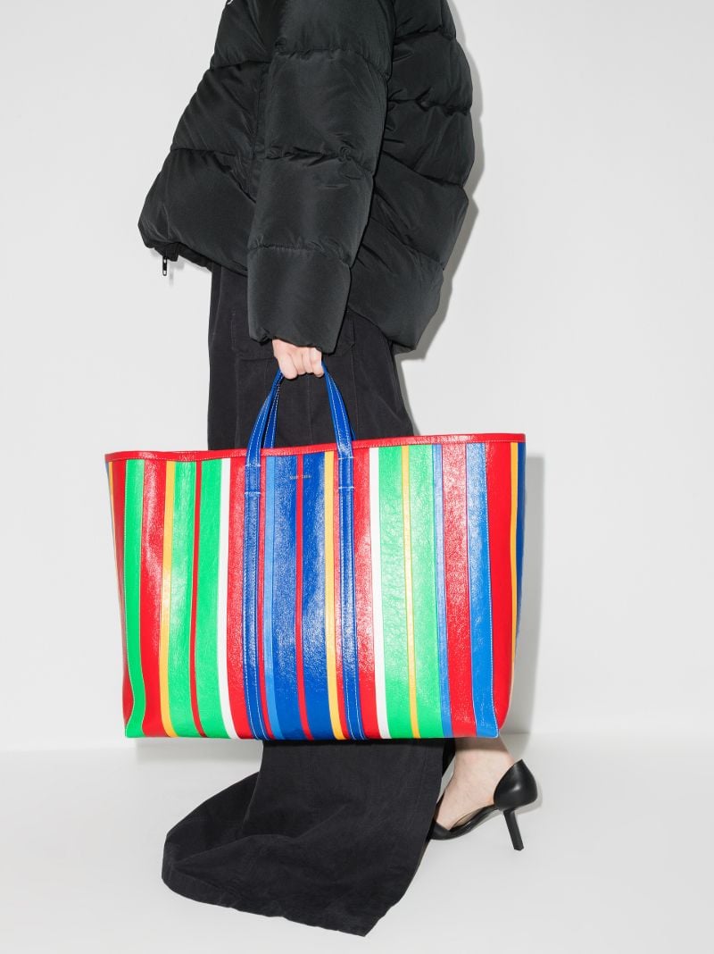 Multicoloured BarbÃ_x0083_Â¨s Striped Leather Tote Bag