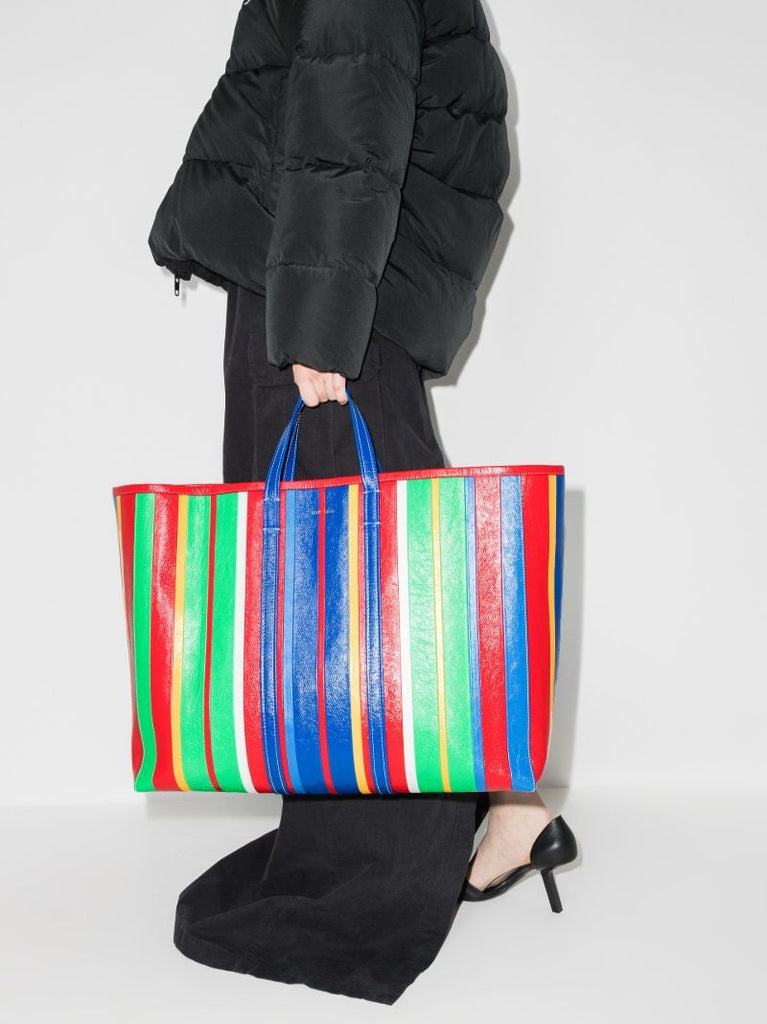 Multicoloured BarbÃ_x0083_Â¨s Striped Leather Tote Bag