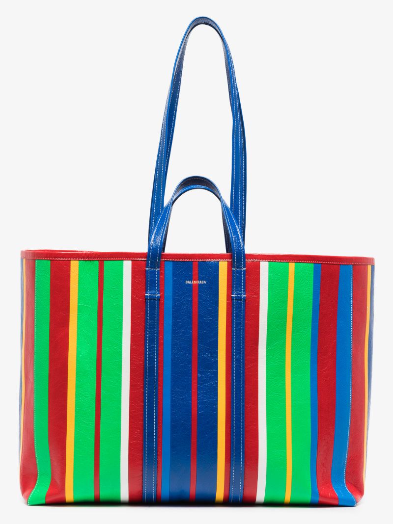 Multicoloured BarbÃ_x0083_Â¨s Striped Leather Tote Bag