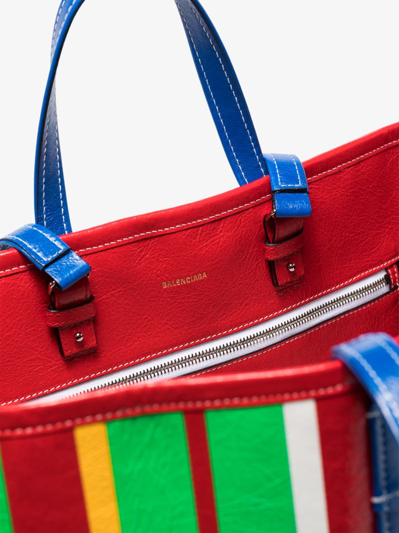 Multicoloured BarbÃ_x0083_Â¨s Striped Leather Tote Bag