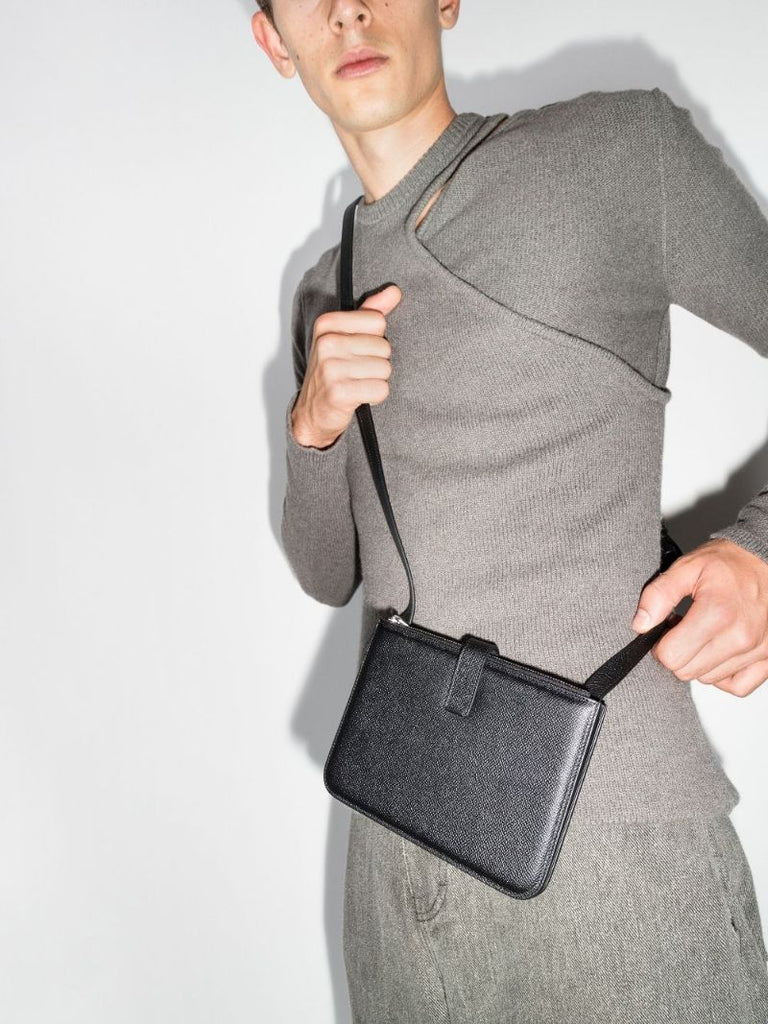 Black Four Stitch Cross Body Bag