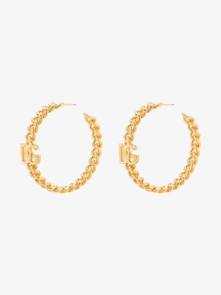 Gold Tone Logo Hoop Earrings