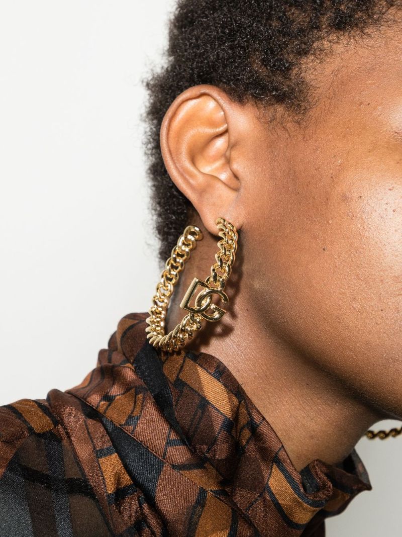 Gold Tone Logo Hoop Earrings