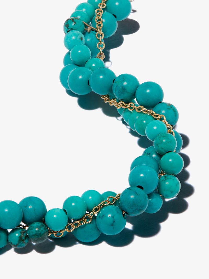 9k Yellow Gold Topaz and Turquoise Bracelet