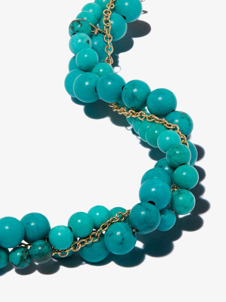 9k Yellow Gold Topaz and Turquoise Bracelet