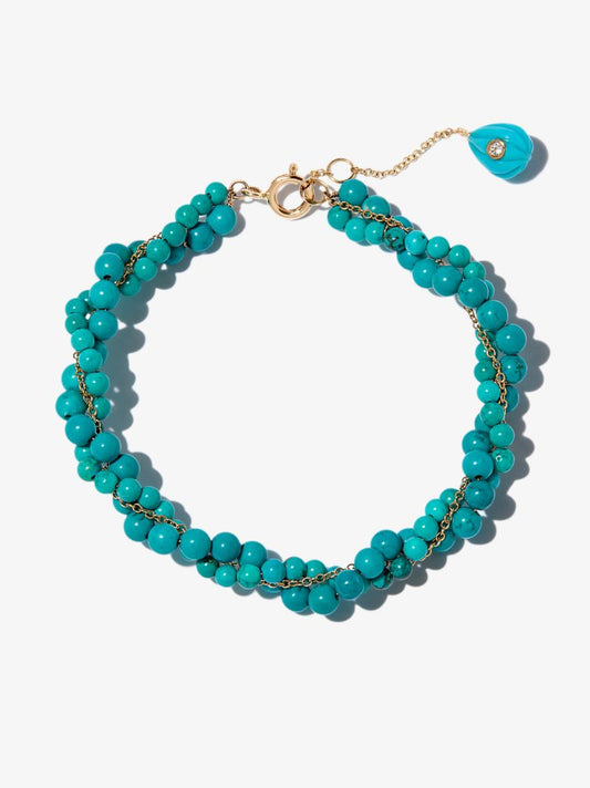 9k Yellow Gold Topaz and Turquoise Bracelet