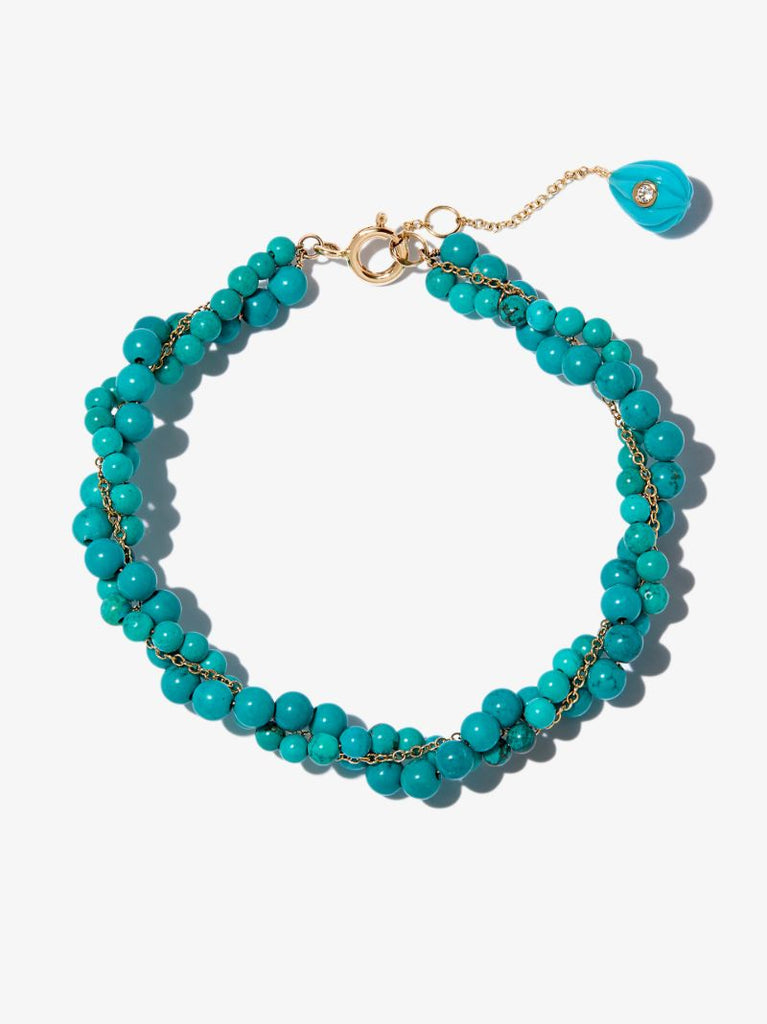 9k Yellow Gold Topaz and Turquoise Bracelet