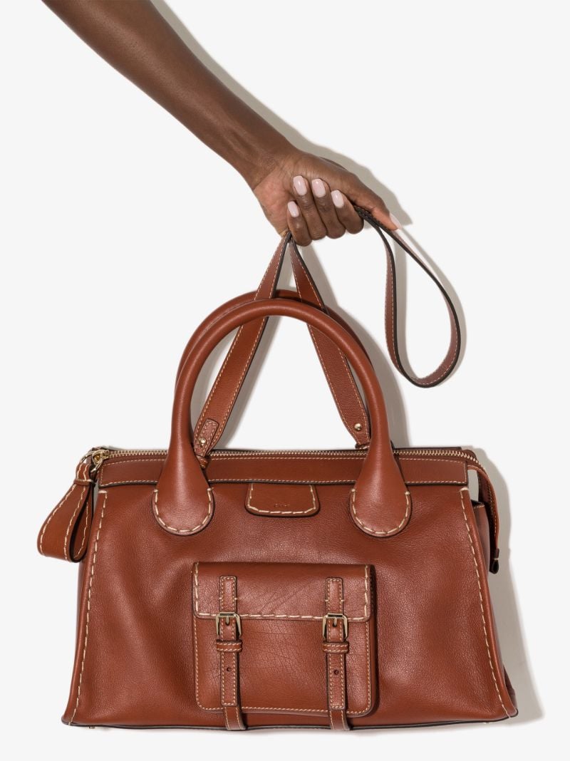 Brown Edith Medium Leather Tote Bag