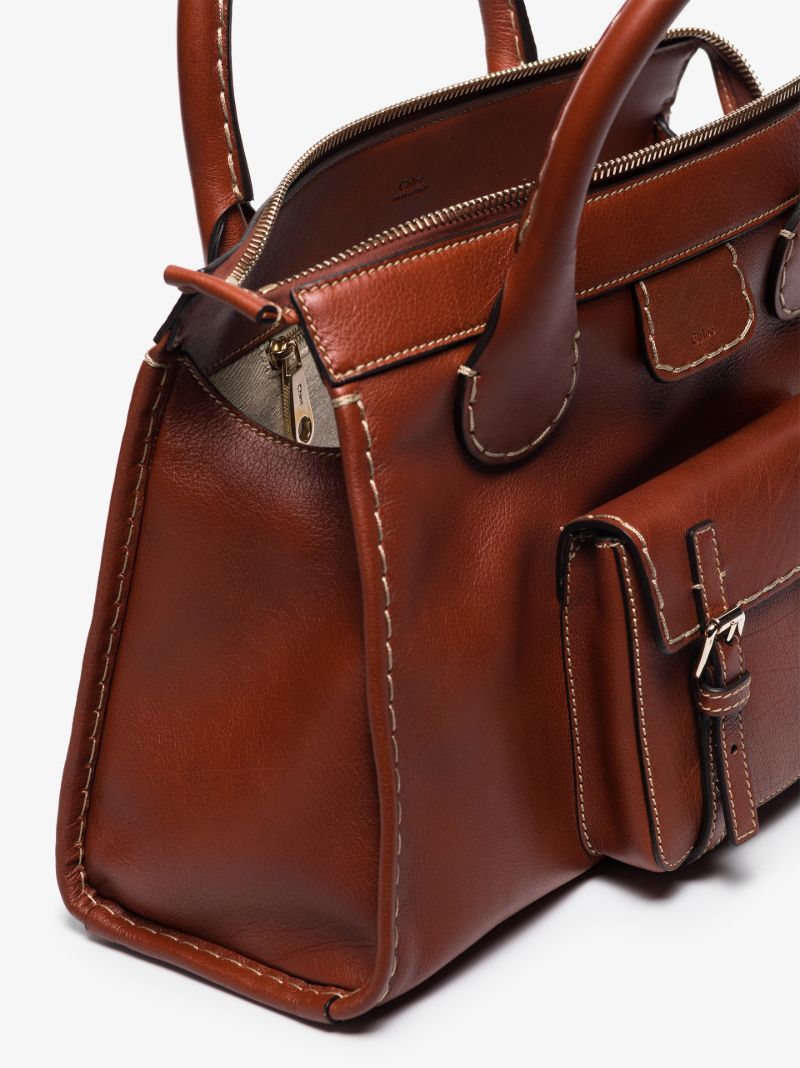 Brown Edith Medium Leather Tote Bag