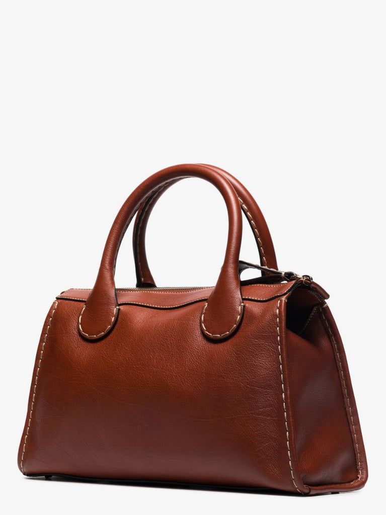 Brown Edith Medium Leather Tote Bag