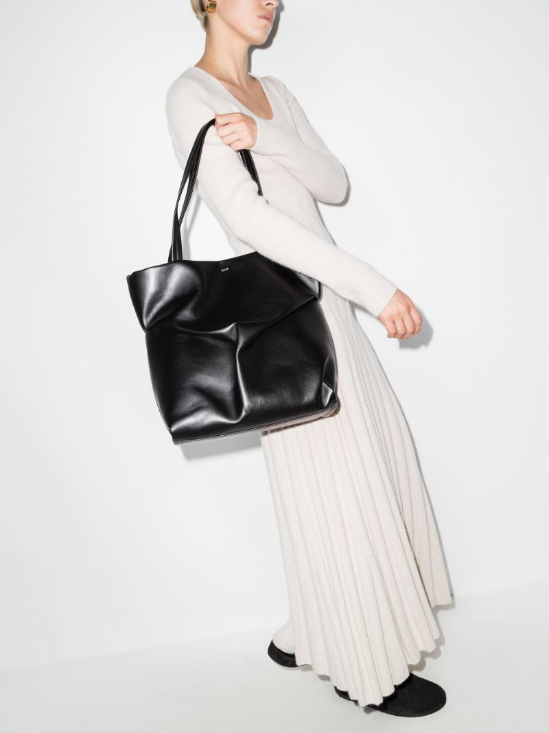 Black Judy Large Leather Tote Bag