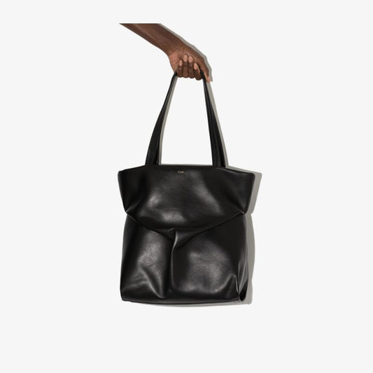 Black Judy Large Leather Tote Bag