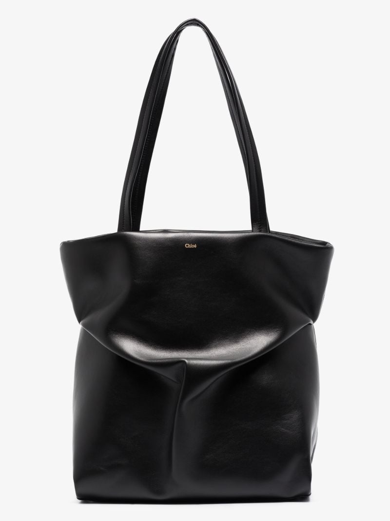 Black Judy Large Leather Tote Bag