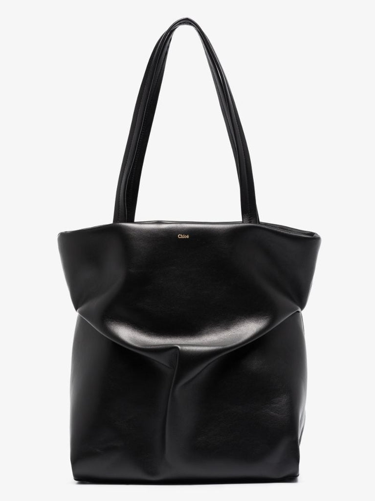 Black Judy Large Leather Tote Bag