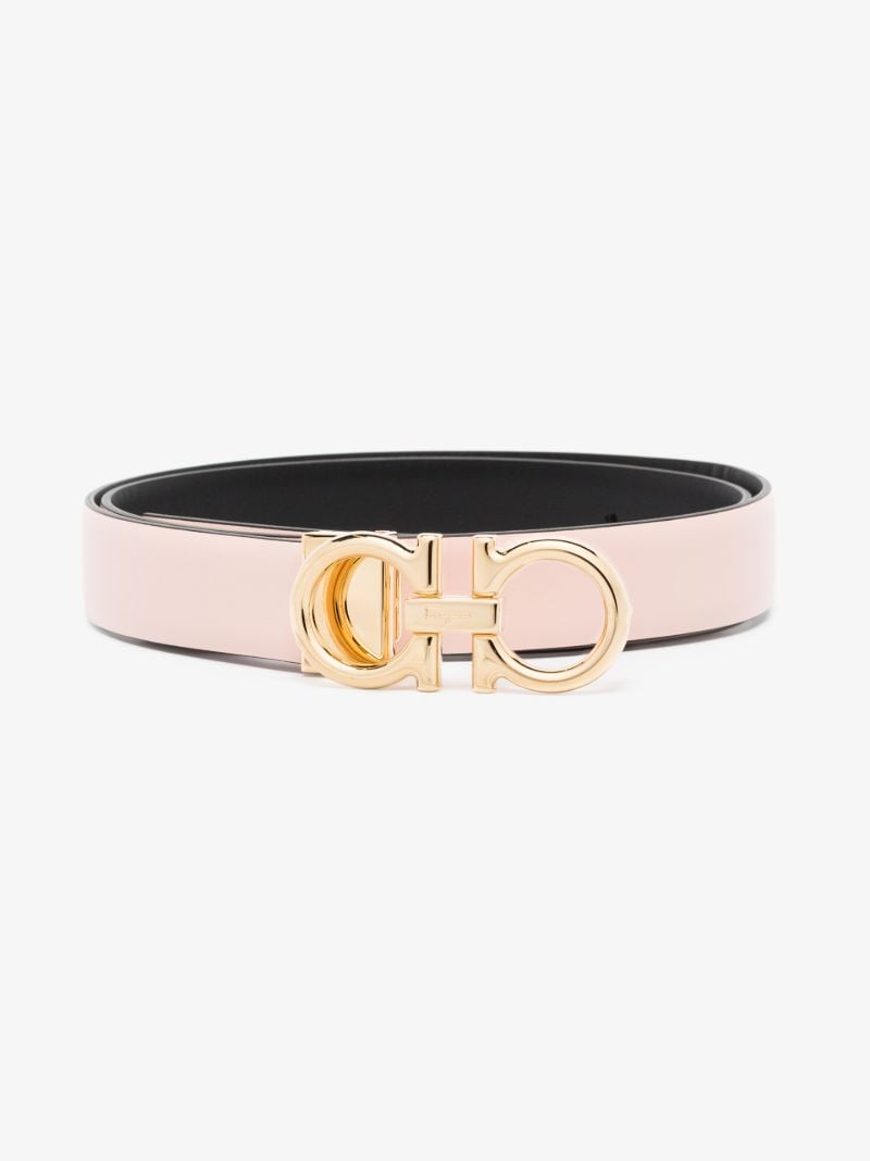 Pink Gancini Reversible Leather Belt