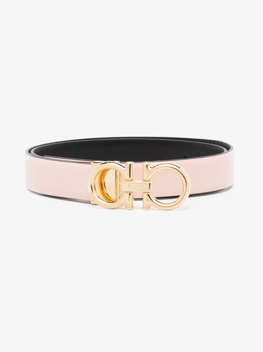 Pink Gancini Reversible Leather Belt