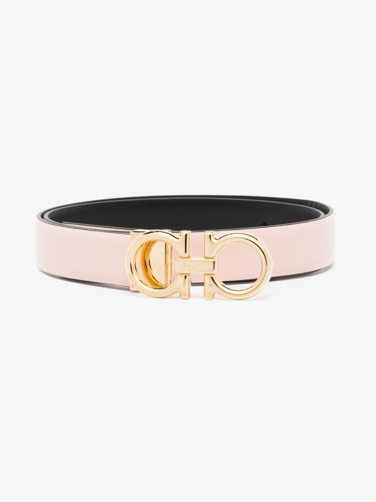 Pink Gancini Reversible Leather Belt