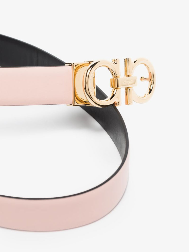Pink Gancini Reversible Leather Belt