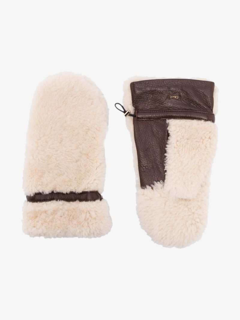 Brown Shearling Mittens