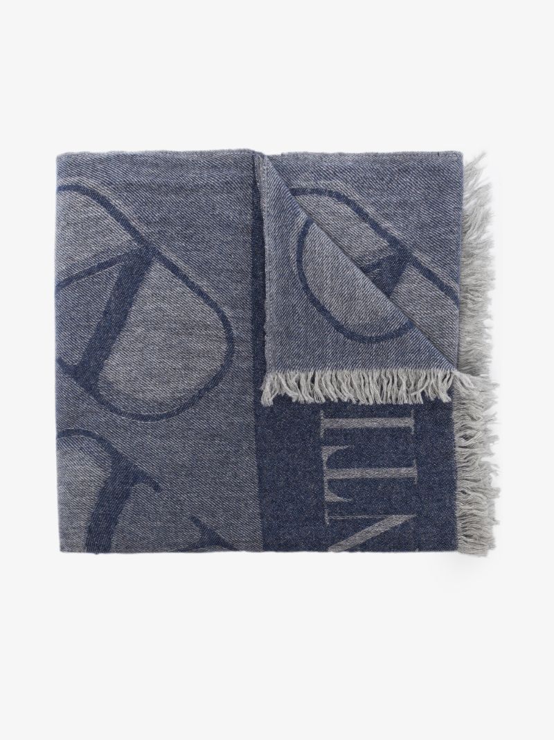 Blue Vlogo Cashmere Scarf