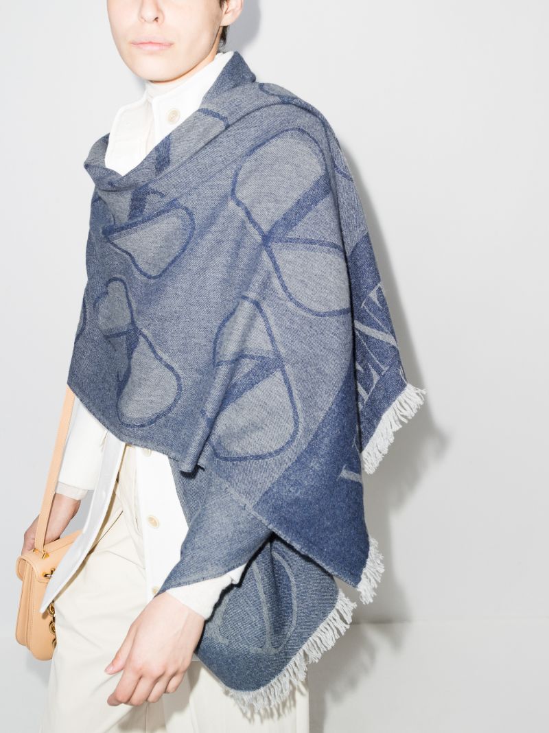 Blue Vlogo Cashmere Scarf