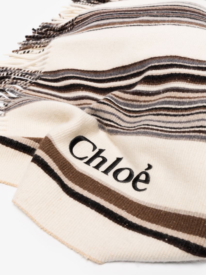 Neutral Fringed Striped Blanket