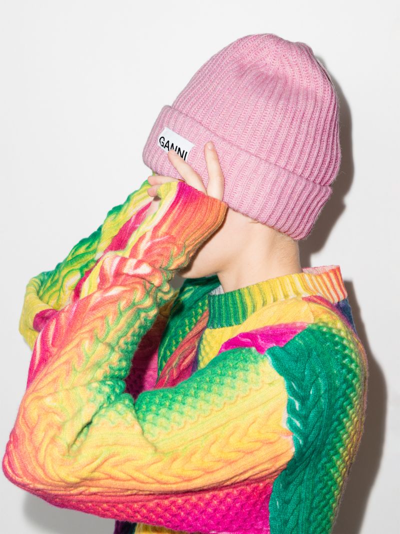Pink Ribbed Beanie Hat