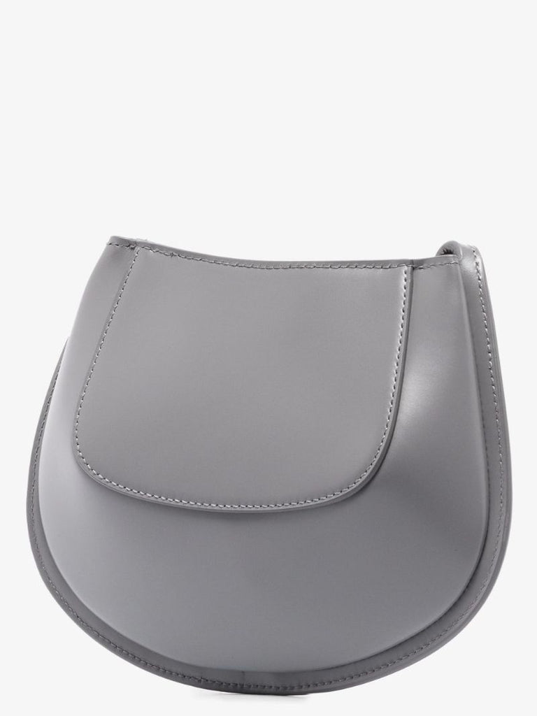 Grey Crescent Mini Leather Cross Body Bag