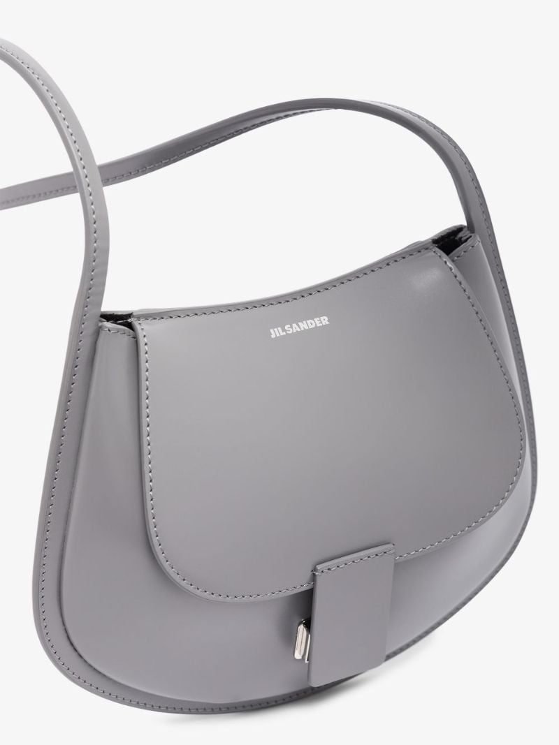 Grey Crescent Mini Leather Cross Body Bag