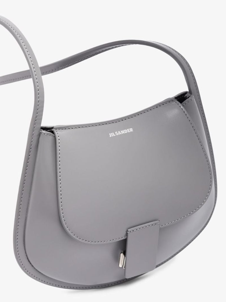 Grey Crescent Mini Leather Cross Body Bag