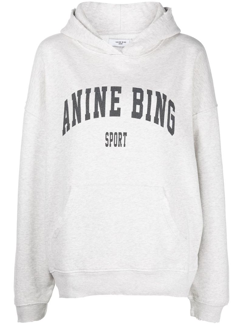 Grey Harvey Logo Print Hoodie