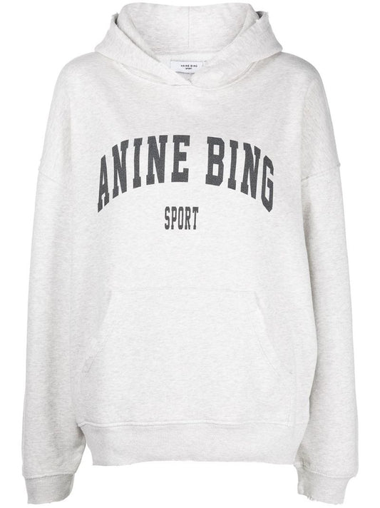 Grey Harvey Logo Print Hoodie