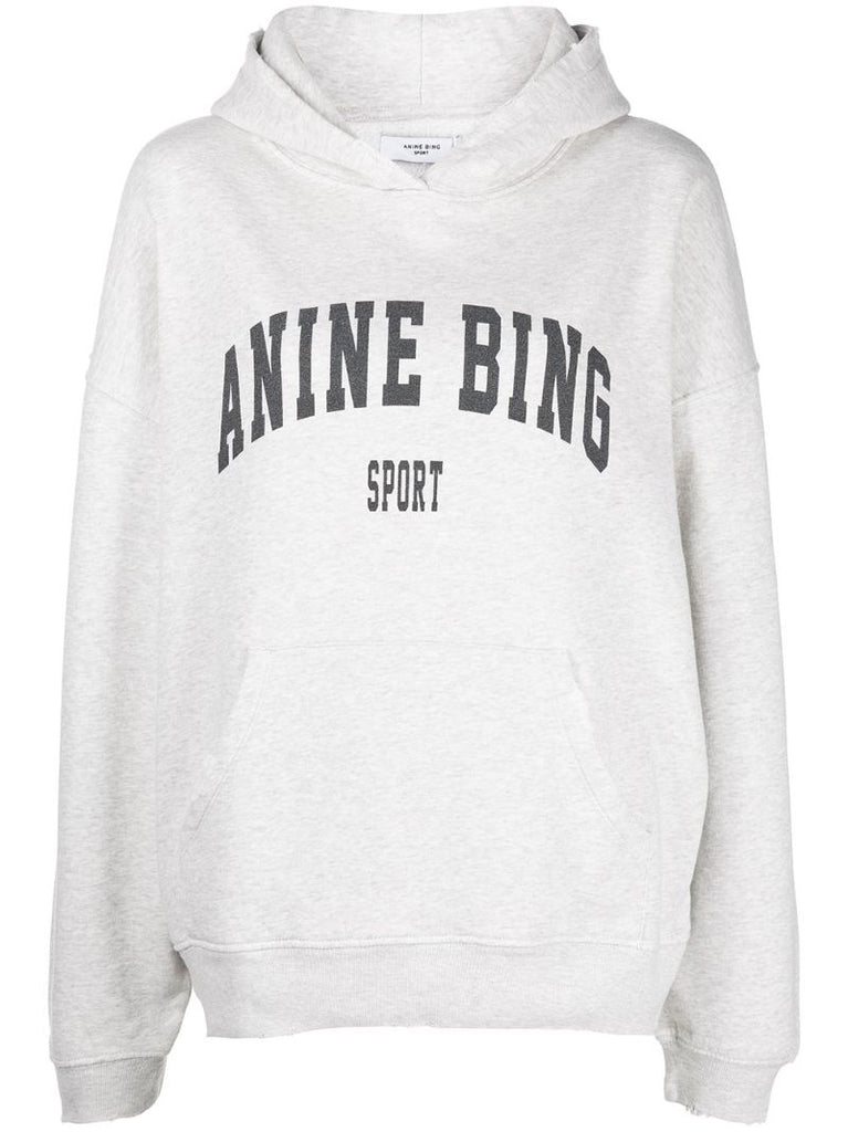 Grey Harvey Logo Print Hoodie