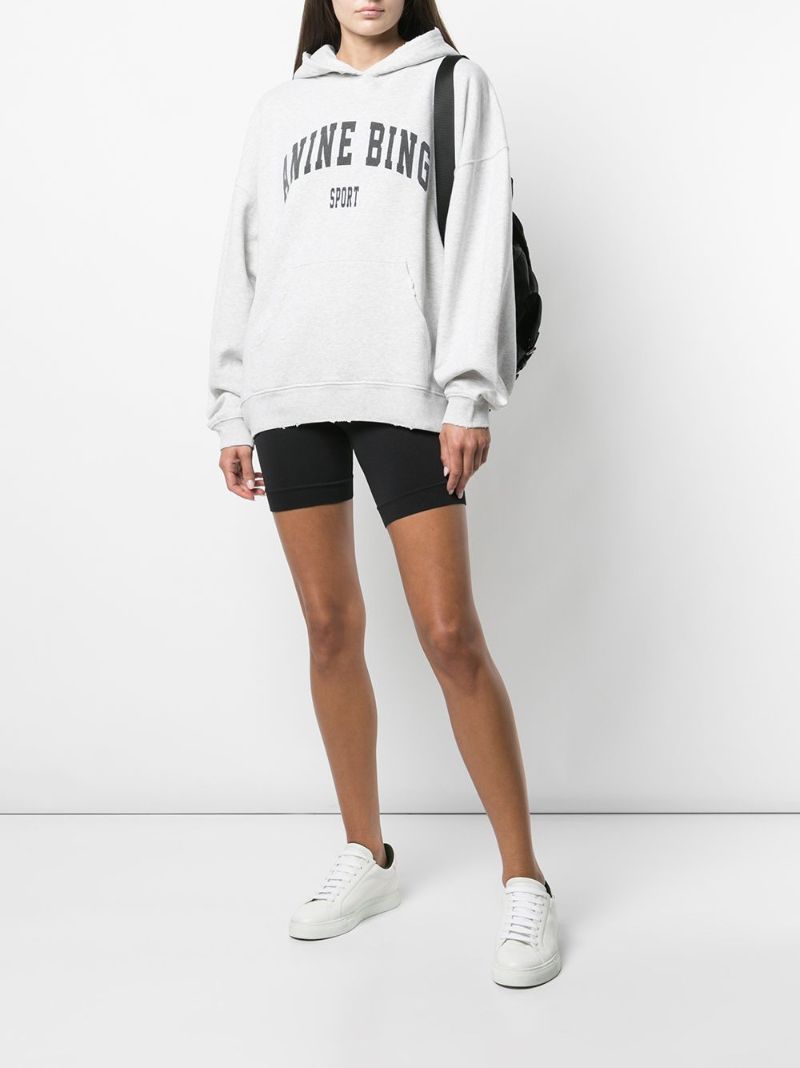 Grey Harvey Logo Print Hoodie