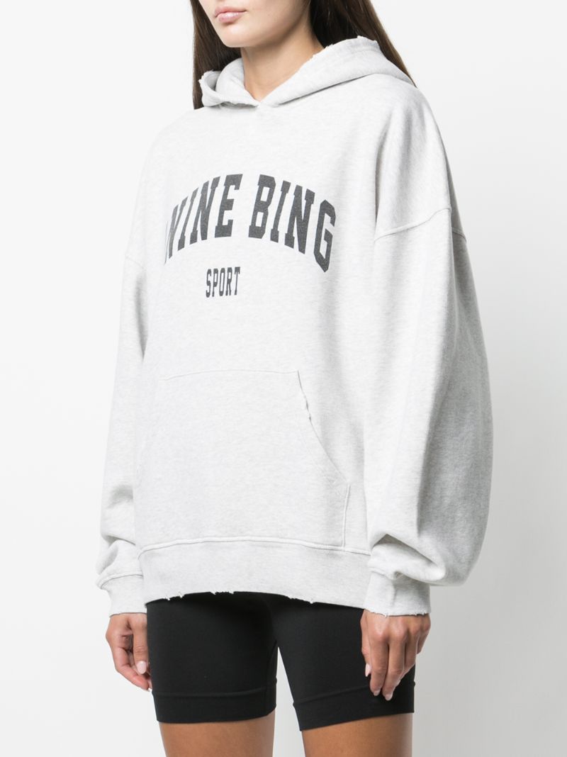 Grey Harvey Logo Print Hoodie