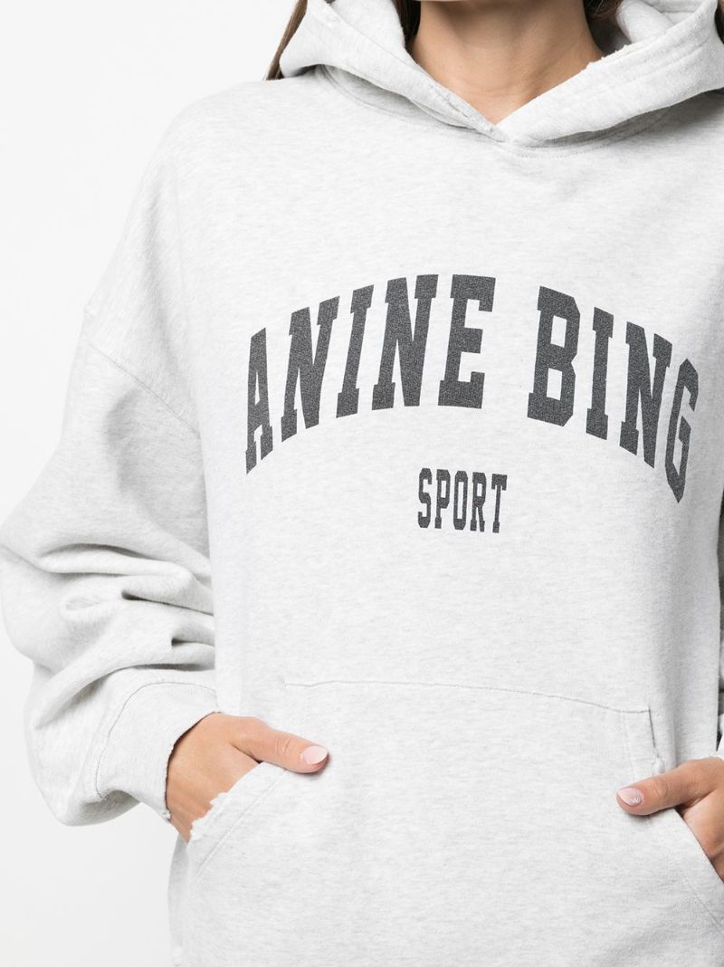 Grey Harvey Logo Print Hoodie