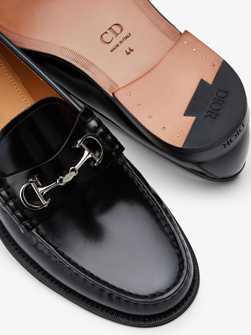 Black Chain Link Leather Loafers