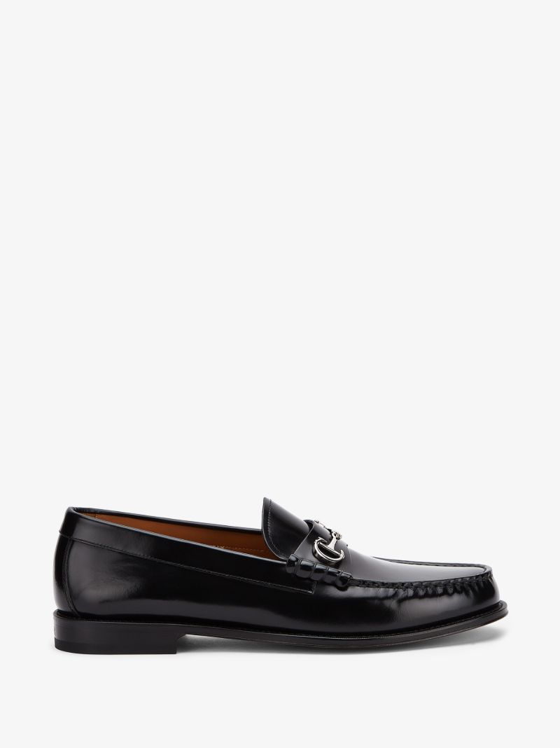 Black Chain Link Leather Loafers
