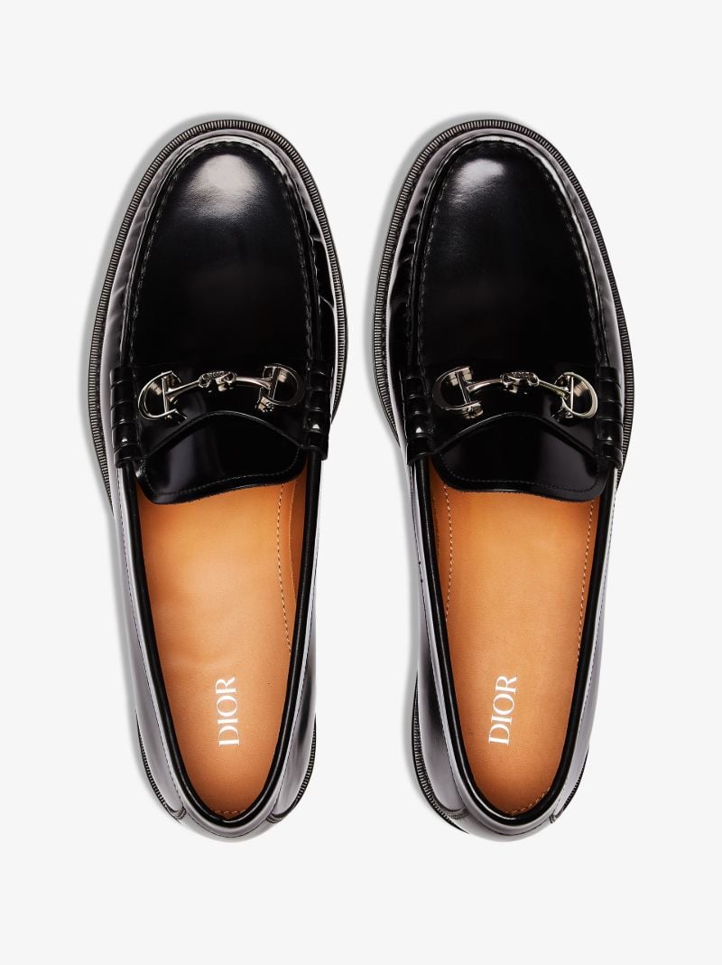 Black Chain Link Leather Loafers