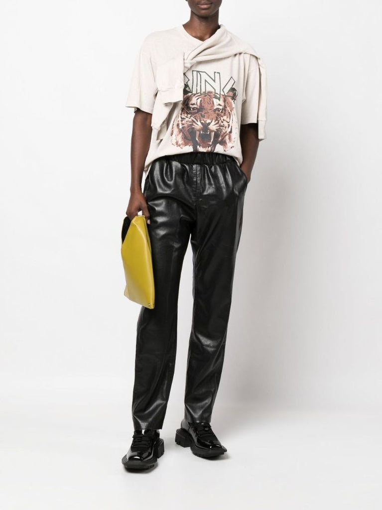Black Colton Vegan Leather Track Pants