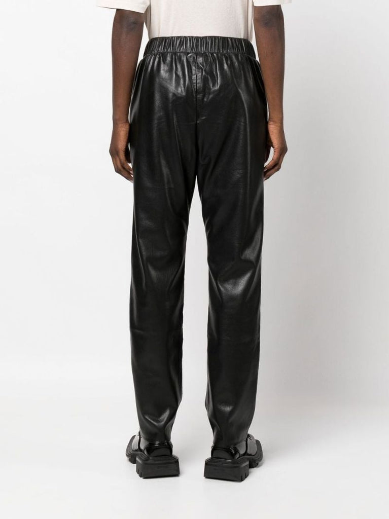 Black Colton Vegan Leather Track Pants