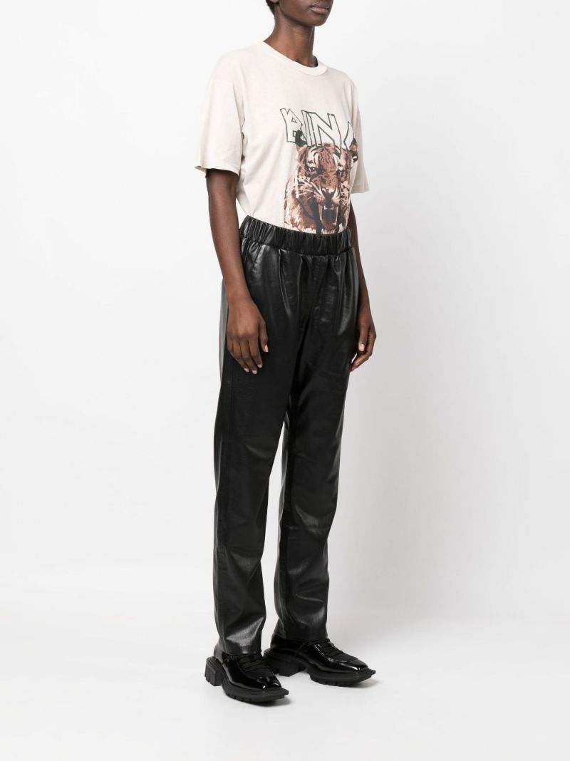 Black Colton Vegan Leather Track Pants