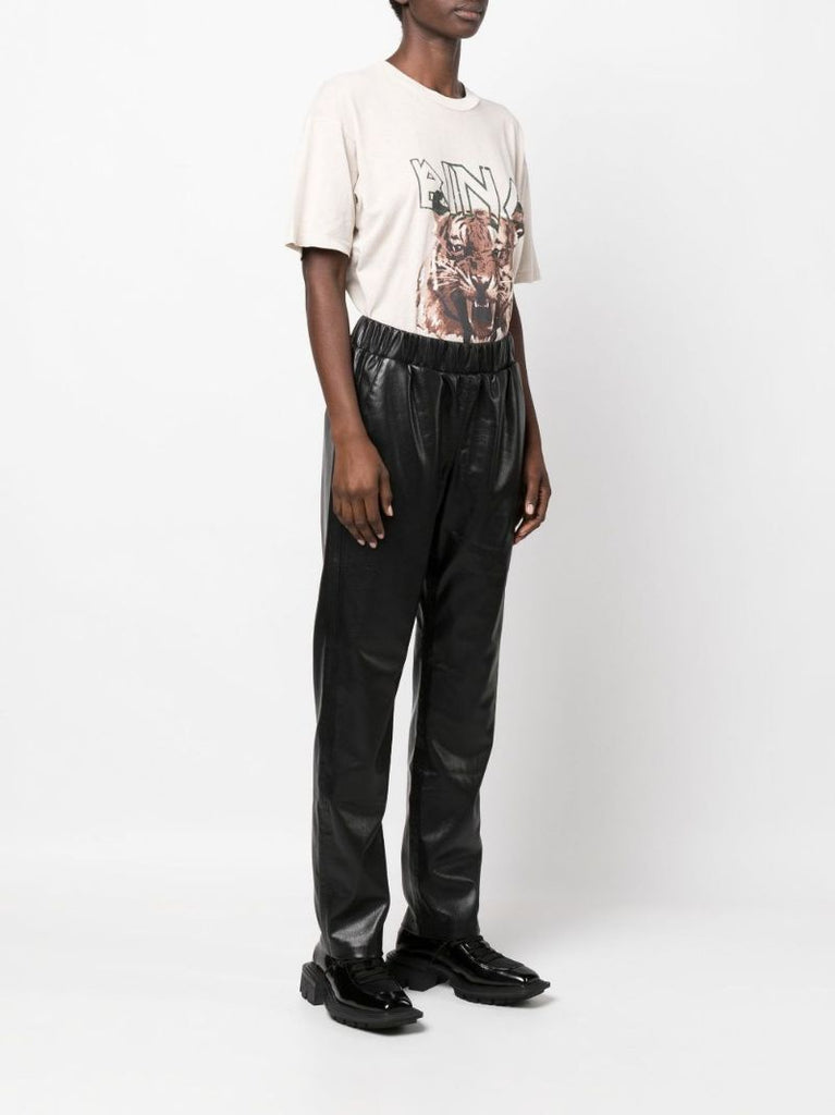 Black Colton Vegan Leather Track Pants