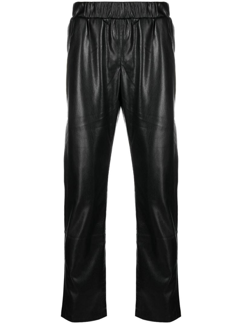 Black Colton Vegan Leather Track Pants