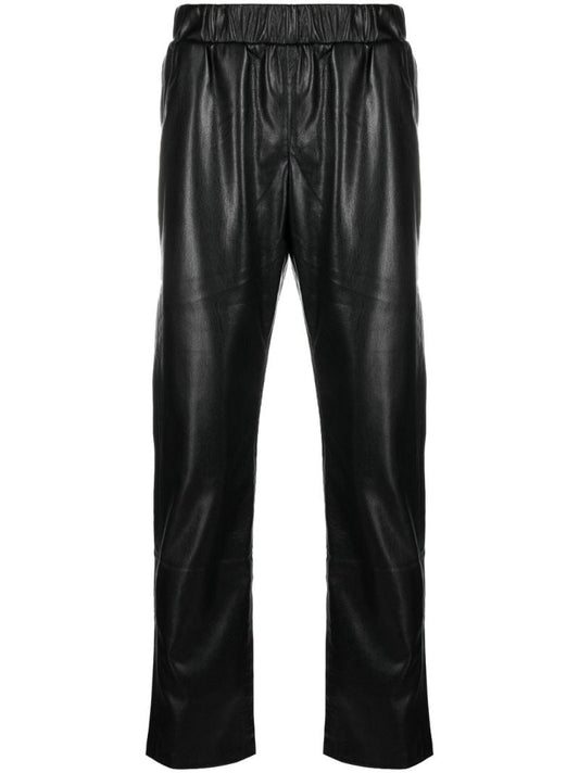 Black Colton Vegan Leather Track Pants