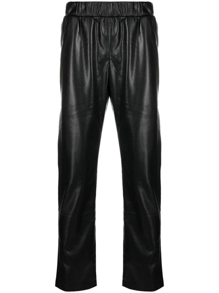 Black Colton Vegan Leather Track Pants