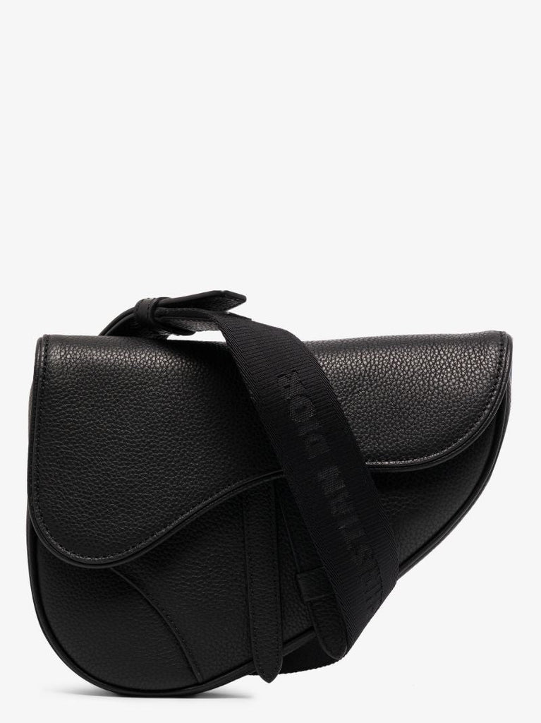 Black Saddle Leather Messenger Bag